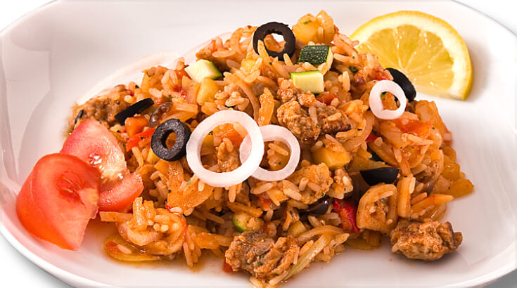 Gyros mit Tomatenreis und Tsatsiki